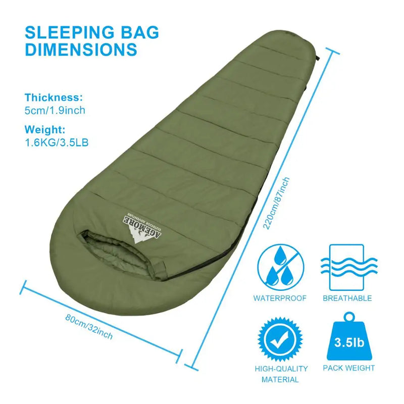 Agemore Outdoor Camping Sleeping Bags Waterproof Ultralight Heating Winter Sleeping Bag Adults Sleep Camp Gears with Heating Pad