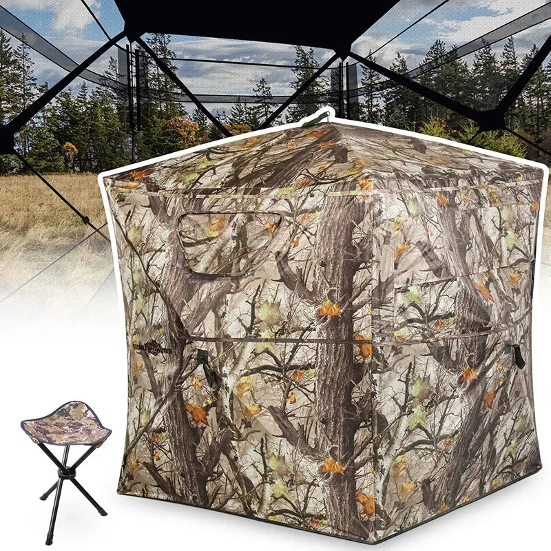 Outdoor 2-3 Person Automatic Camping Hunting Camouflage Tent Portable Watching Bird Spectator Unobstructed Viewing Game Private