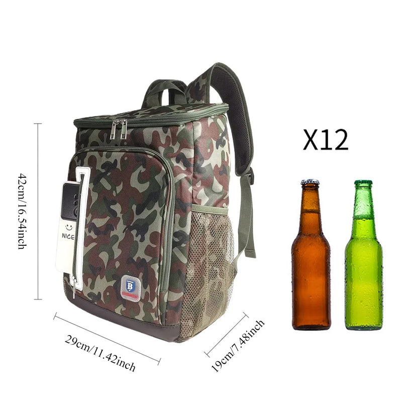 20L Outdoor Thermal Backpack Cooler Bags Insulated Lunch Bag Leakproof Camping Drink Refrigerator Picnic Food Fresh Keeping Bag