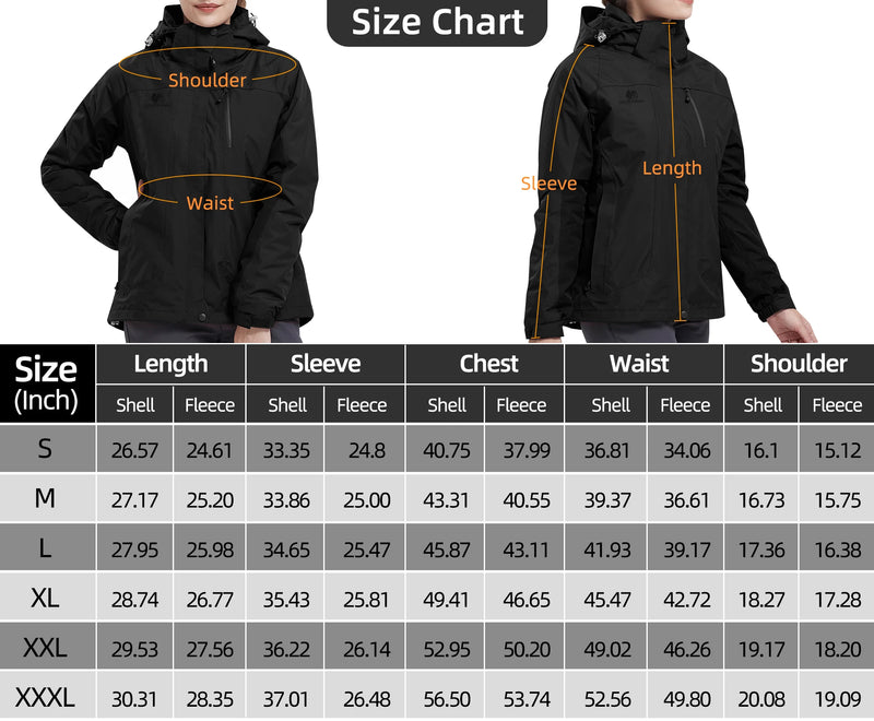 GOLDEN CAMEL Hiking Jacket Waterproof 3 in 1 Women's Winter Jackets Windproof Windbreaker Warm Fleece Hooded Snowboard Snow Coat