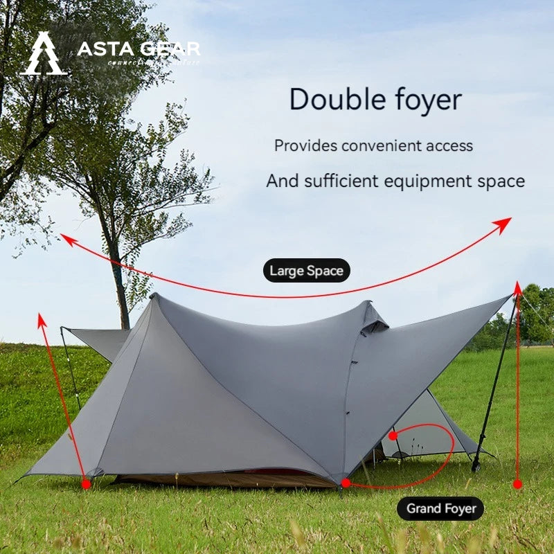 ASTA GEAR Yun Chuan double-sided silicon-coated double A pyramid 15D nylon rodless camping hiking outdoor ultralight tent