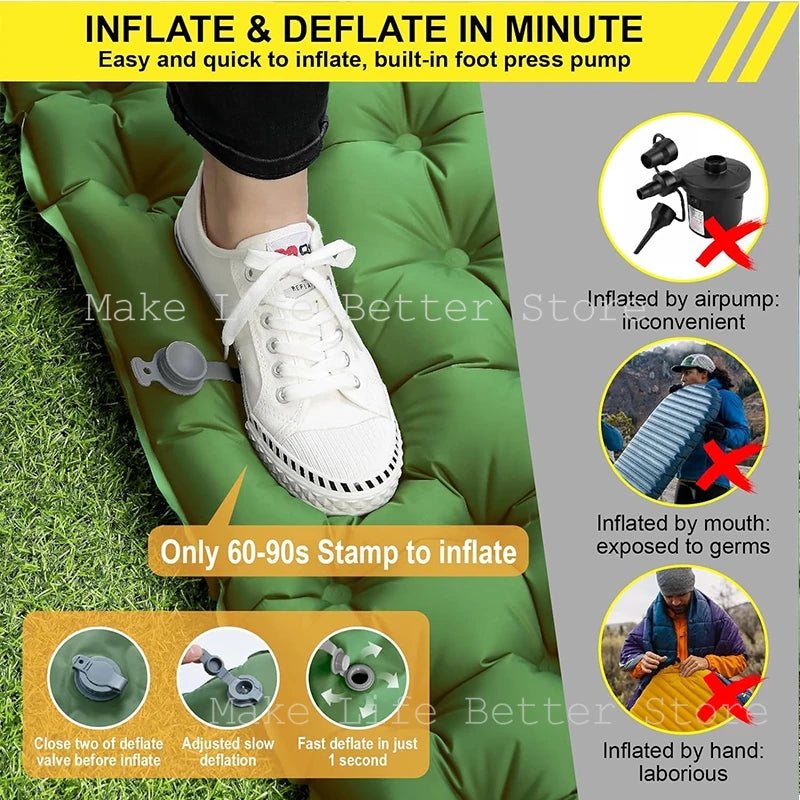 Inflatable Mattress with Built-in Pillow Pump 200x140cm Outdoor Sleeping Bed Vehicle Inflatable Cushion for Car Camping Air Mat